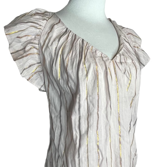 La Vie Rebecca Taylor' Lurex Metallic Stripe Top in Faded Lilac S - Picture 11 of 16